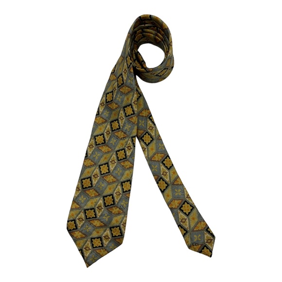 CERRUTI 1881 Gray/Beige Geometric Silk LUXURY Tie FRANCE - Picture 1 of 4